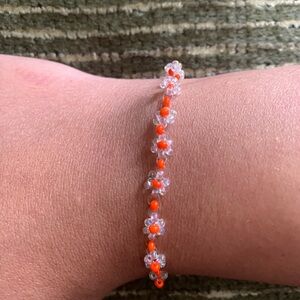 Buy one and get one Free ! Orange and Clear Beaded Bracelet